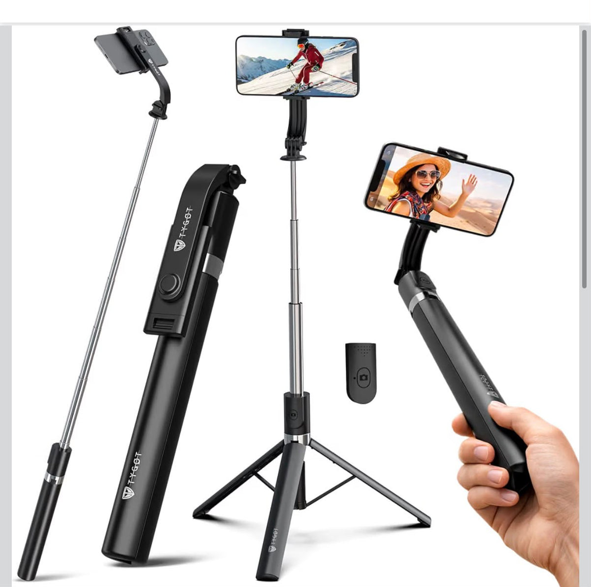 Tripod With Bluetooth Connected Selfie Stick